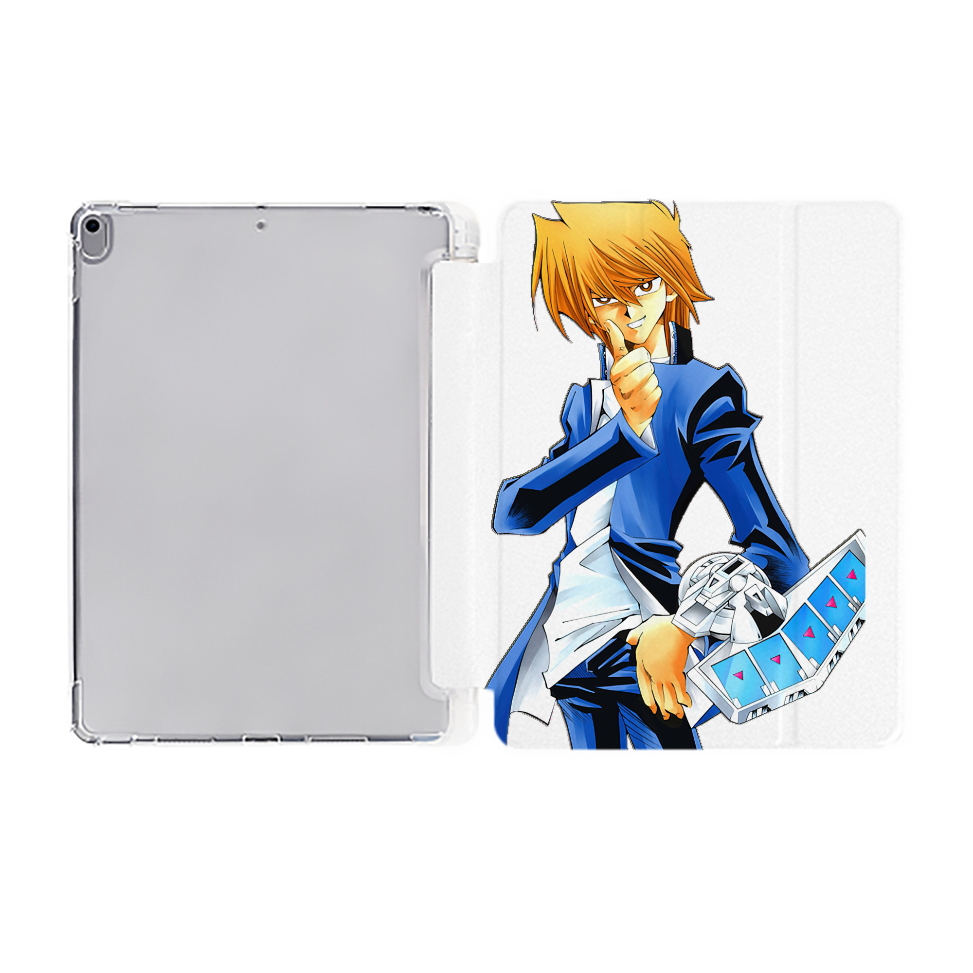 （画像用） 遊☆戯☆王 Yu-Gi-Oh! IPad ケース ペン収納付き 三つ折りスタンド PUレザー×シリコン 対応機種9.5/10.5/10.9インチ